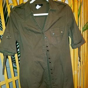 B. Darlin Army Green Button Dress